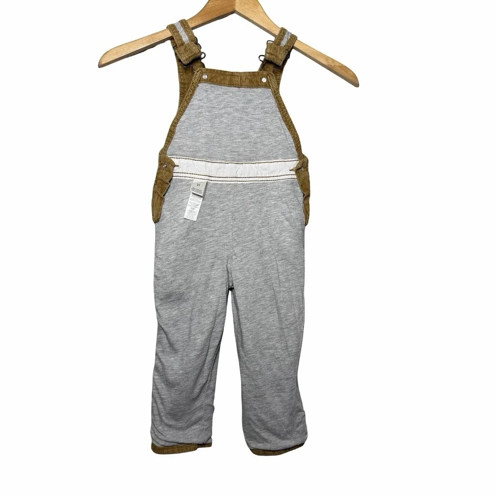 OshKosh B'gosh Toddler 2T Brown Corduroy Vestbak Overalls Lined Bib Carpenter